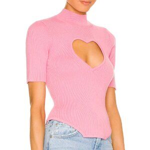 fleur du mal Heart Cutout Knit Top - Pink - Medium